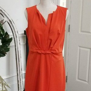 Bethany Orange Sleeveless Dress V-Neck Knotted Waist Size 8